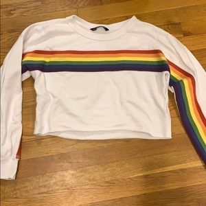 White and rainbow crop top